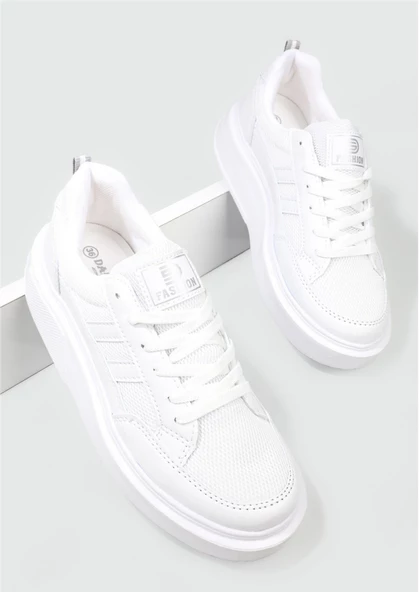 Darkstep 151 Beyaz Anorak Kalın Taban Sneaker Ayakkabı - 5