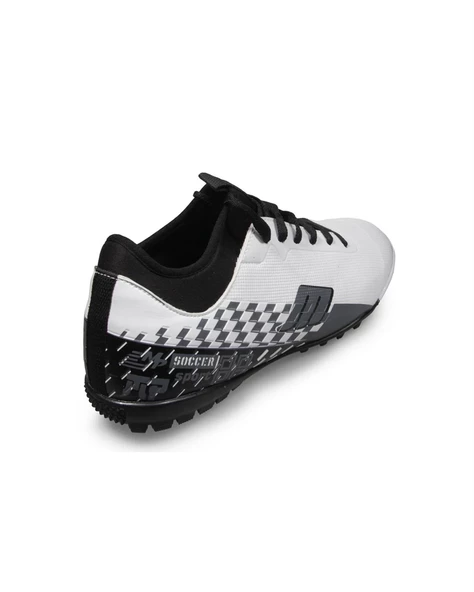 M.P. 231-1138 Erkek Beyaz-Siyah (36-39) Çoraplı Halı Saha Futbol Ayakkabı - 3