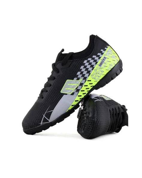 M.P. 231-1138 Erkek Siyah-Sarı (36-39) Çoraplı Halı Saha Futbol Ayakkabı - 4