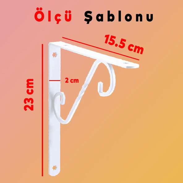 Raf Altı Raf Tutucu Ayak Ferforje Beyaz 230 x 155 mm 2 ADET - 2