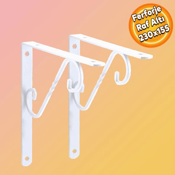 Raf Altı Raf Tutucu Ayak Ferforje Beyaz 230 x 155 mm 2 ADET