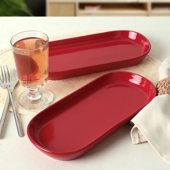 Keramika Kırmızı Noyan Kayık Tabak 2 Adet 26 Cm 506