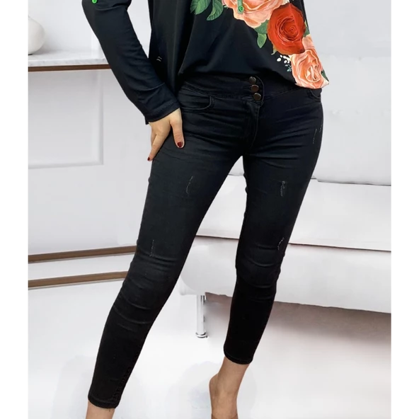 Lucky Life Yüksek Bel Likralı Jean Pantolon 90 Cm - 6
