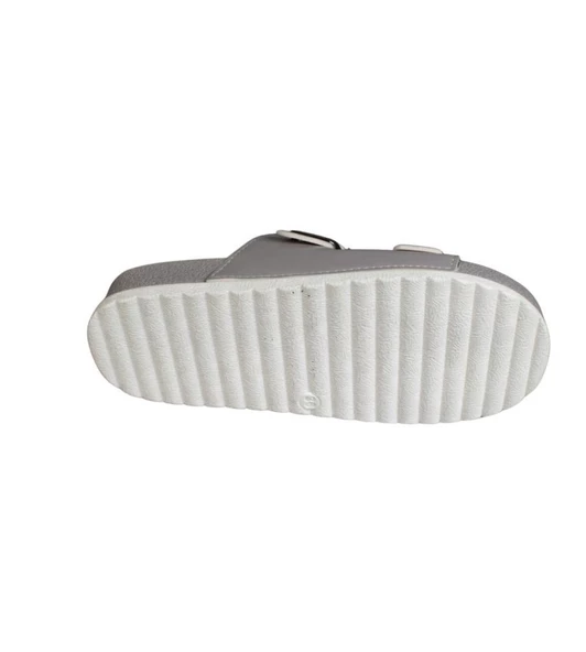 YAZKIŞ Kadın Siyah Krem Çift Tokalı Rahat Taban Terlik - Resim 12