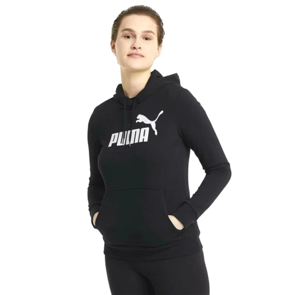 Puma Essential Logo Hoodie Tr Kadın Siyah Günlük Stil Sweatshirt 58679101