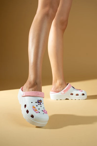 Pembe Potin Kedi Maskotlu Rahat Taban Eva Kadın Sandalet 001-0222-23 - 9