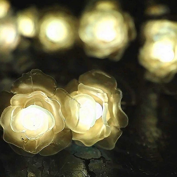 Solar 30Led Ampül 4M İp Gül Desen Güneş Enerjili Dekorasyon Doğum Günü Düğün - 4