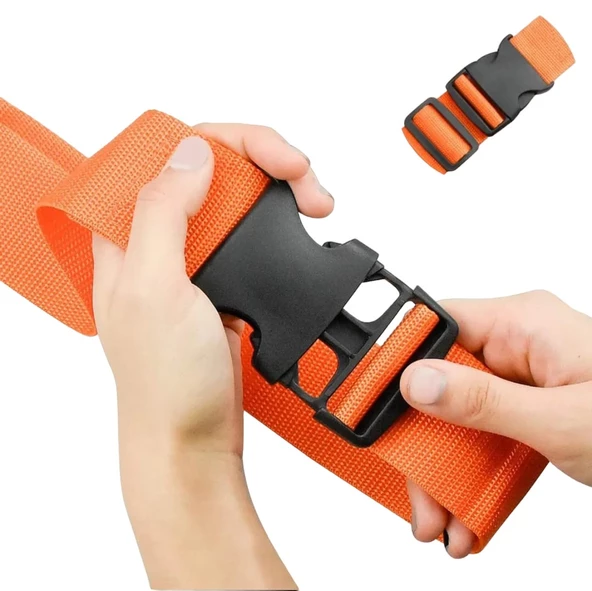 4 Adet Turuncu Renk Valiz Bavul Emniyet Kemeri Bütün Valizlere Uyar En 4cm - 2