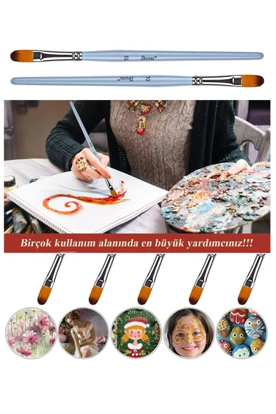 Kedi Dili Fırça No:14 1 Adet Sentetik Kıl Kedi Dili Brons Fırça Sanat Ve Hobi Akrilik Boya Yağlı Boya Guaj Boya - 3