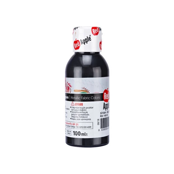 Red Apple Metalik Kumaş Boyası 100 ml Siyah