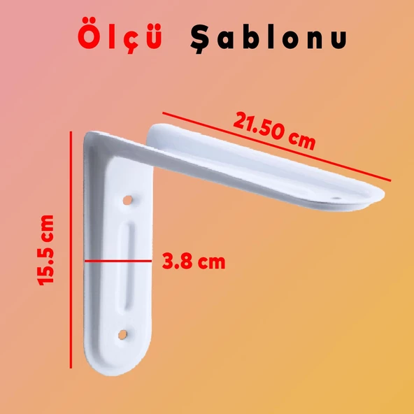 Raf Altı Raf Tutucu Ayak Ferforje Beyaz Klas 21.5 x 15.5 cm  2 ADET (No:2) - 2