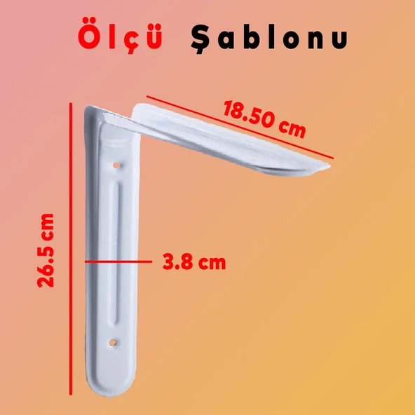 Raf Altı Raf Tutucu Ayak Ferforje Beyaz Klas  26.5 x 18.5 cm  2 ADET (No:3) - 2