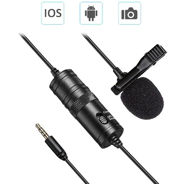 Polham 6 Metre 3.5MM Telefon ve Kamera İçin Yaka Mikrofonu, Canlı Yayın, Profesyonel Muhabir Mikrofonu - 5