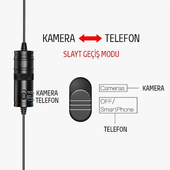 Polham 6 Metre 3.5MM Telefon ve Kamera İçin Yaka Mikrofonu, Canlı Yayın, Profesyonel Muhabir Mikrofonu - 3