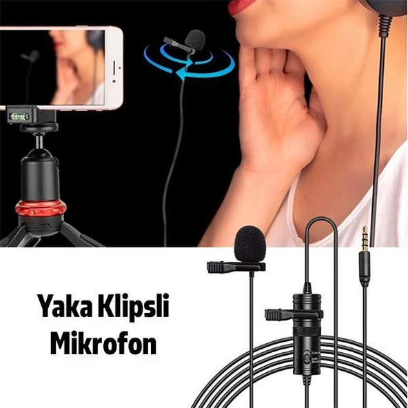 Polham 6 Metre 3.5MM Telefon ve Kamera İçin Yaka Mikrofonu, Canlı Yayın, Profesyonel Muhabir Mikrofonu - 4