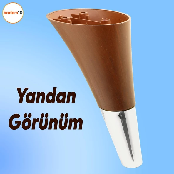 Clara Mobilya Kanepe Sehpa TV Ünitesi Baza Koltuk Ayağı Kahverengi Ceviz Krom Renk 15 cm (4 Adet) - 7