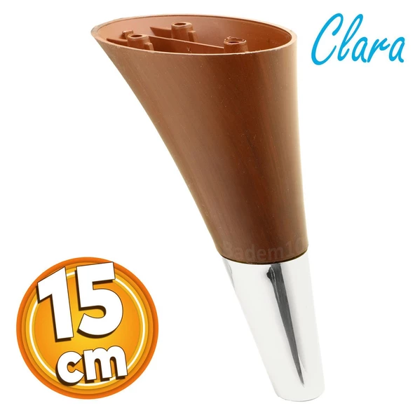 Clara Mobilya Kanepe Sehpa TV Ünitesi Baza Koltuk Ayağı Kahverengi Ceviz Krom Renk 15 cm (4 Adet) - 3