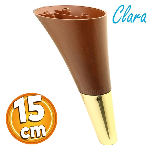 Clara Mobilya Kanepe Sehpa TV Ünitesi Baza Koltuk Ayağı Kahverengi Ceviz Gold Renk 15 cm (4 Adet) - Resim 2