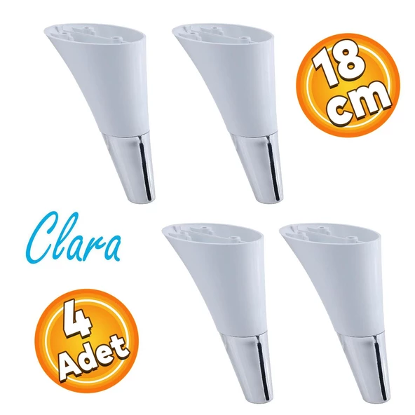 Clara Mobilya Kanepe Tv Ünitesi Konsol Koltuk Ayağı Beyaz Krom Renk 18 Cm (4 ADET)