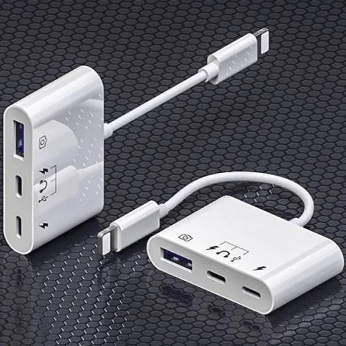 Polham Apple İphone Otg Hub Type C To Kulaklık Usb Kamera Okuyucu İphone Klavye Mouse Okuyucu Hub - 4