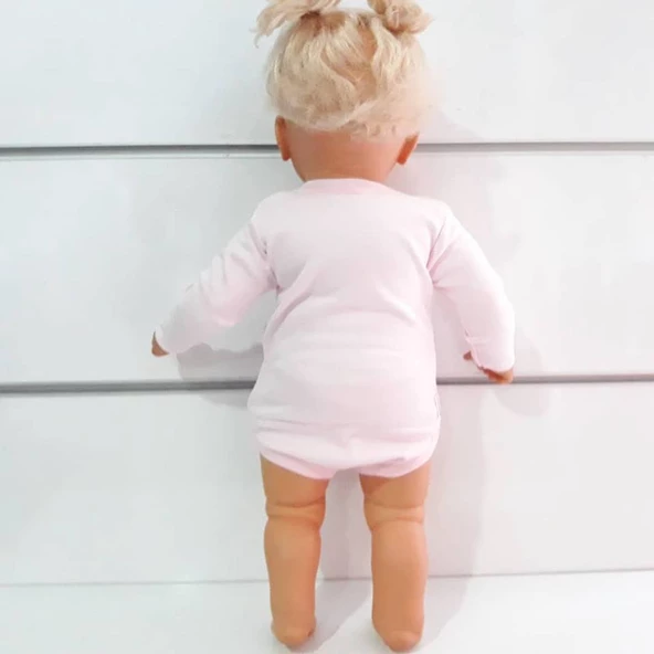 Pembe Sade Uzun Kollu Alttan Çıt-çıtlı Badi Zıbın - 4