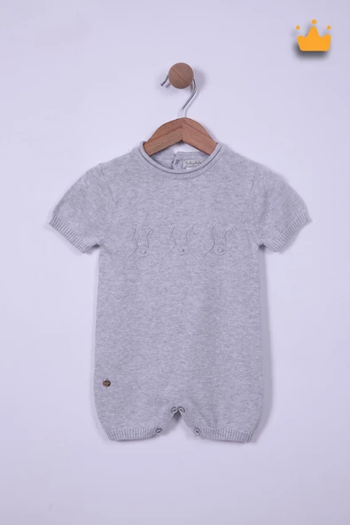 Tavşan İşlemeli Bebek Yazlık Triko Tulum 11606 - 12