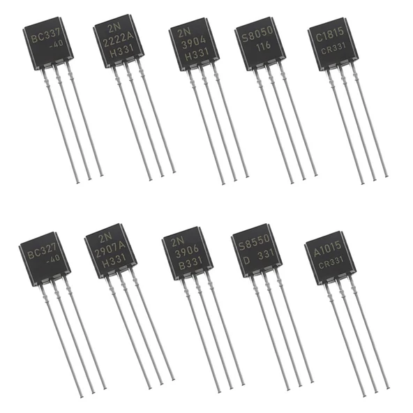200 Adet Transistör Seti Kutulu 10 Tip Npn Pnp TO-92 BC337 2N2222 2N3904 S8050 C1815 BC327 2N2907 2N3906 S8550 A1015 - Resim 4