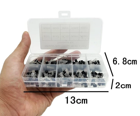 200 Adet Transistör Seti Kutulu 10 Tip Npn Pnp TO-92 BC337 2N2222 2N3904 S8050 C1815 BC327 2N2907 2N3906 S8550 A1015 - Resim 3