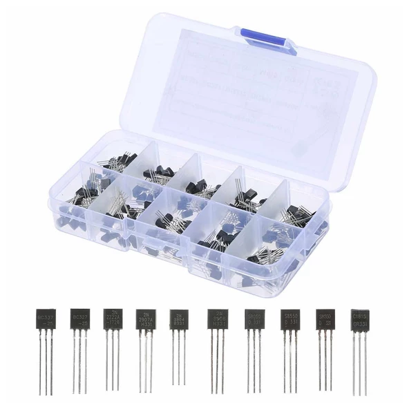 200 Adet Transistör Seti Kutulu 10 Tip Npn Pnp TO-92 BC337 2N2222 2N3904 S8050 C1815 BC327 2N2907 2N3906 S8550 A1015 - Resim 5