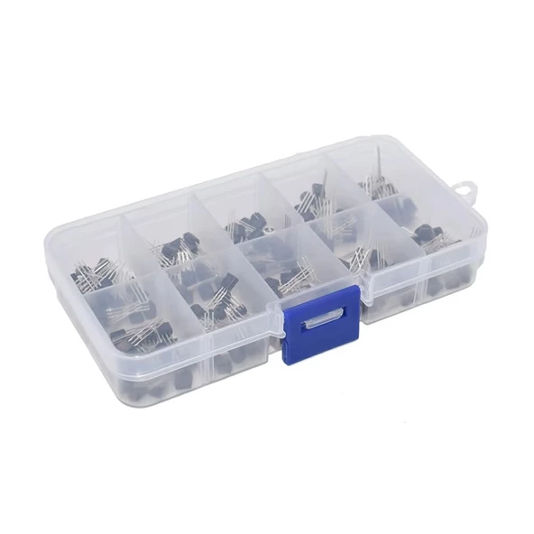 200 Adet Transistör Seti Kutulu 10 Tip Npn Pnp TO-92 BC337 2N2222 2N3904 S8050 C1815 BC327 2N2907 2N3906 S8550 A1015 - Resim 6