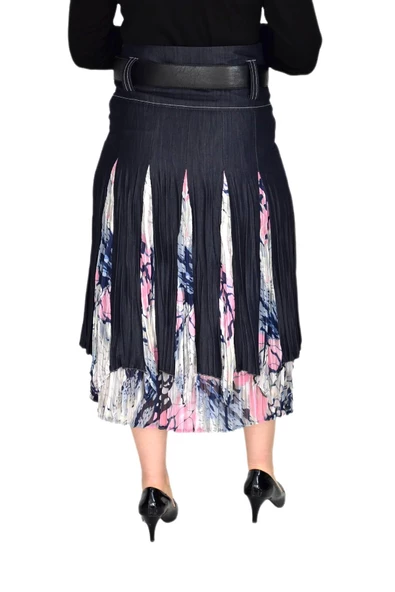 Kadın Şifon Parşalı Kraş Etek NS-21982 - Resim 8