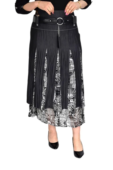 Kadın Şifon Parşalı Kraş Etek NS-21982 - Resim 3