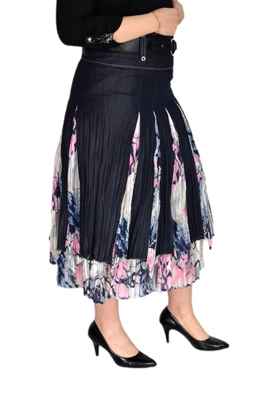 Kadın Şifon Parşalı Kraş Etek NS-21982 - Resim 6