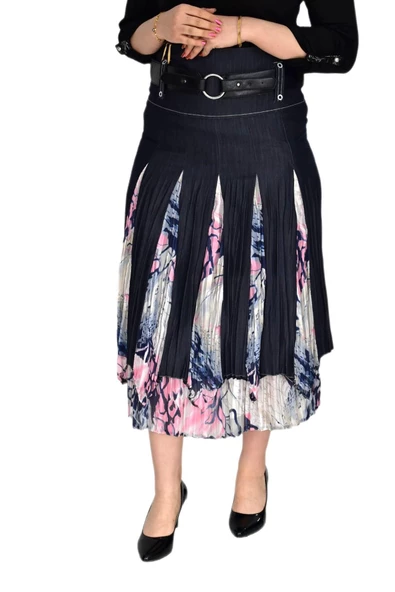 Kadın Şifon Parşalı Kraş Etek NS-21982 - Resim 4