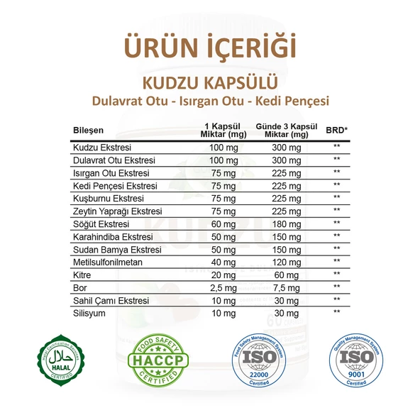 Gökçek ŞifaKudzu Kapsül (KUDZU CAPSULE) 60 Adet - Resim 3