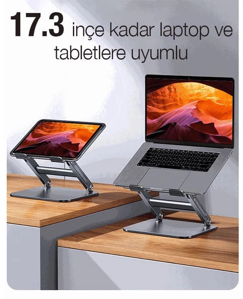 Polham 11-17 Inch Yükseklik Ayarlamalı, Katlanabilir Tablet Ve Laptop Standı,Sarsılmaz Güçlü Gövdeli - 5