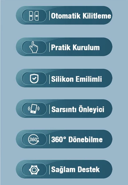 Polham Otomatik Kilit Sistemli Sarsılmaz Düşmez Gidon Uyumlu Bisiklet, Motosiklet Telefon Tutucu - 5