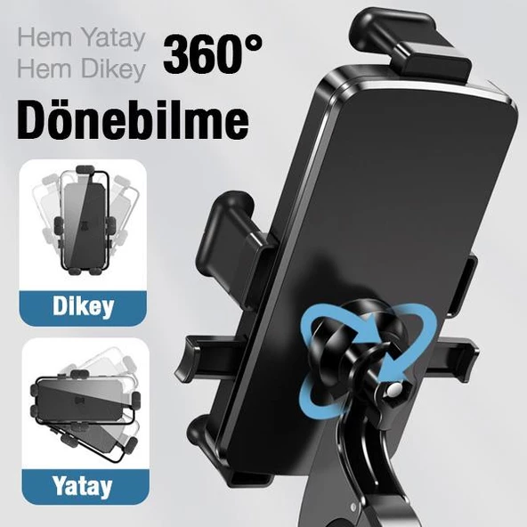 Polham Otomatik Kilit Sistemli Sarsılmaz Düşmez Gidon Uyumlu Bisiklet, Motosiklet Telefon Tutucu - 6