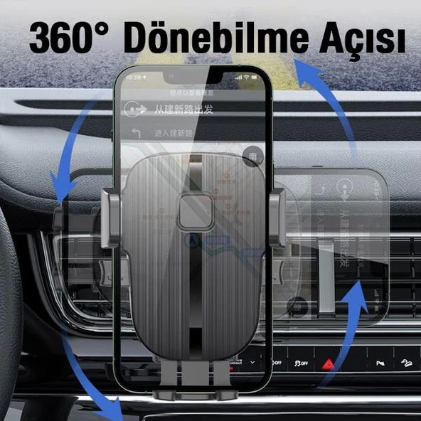 Polham Araç İçi Otomatik Kilitli Düşmez Sarsılmaz Telefon Tutucu, Izgara Tipi Havalandırma Girişli - 4