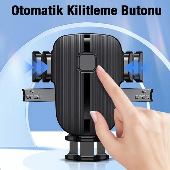 Polham Araç İçi Otomatik Kilitli Düşmez Sarsılmaz Telefon Tutucu, Izgara Tipi Havalandırma Girişli - 3