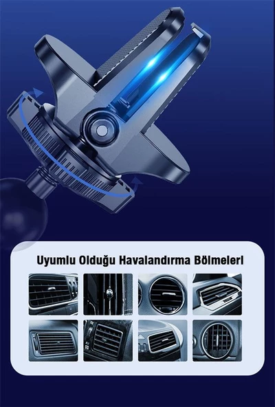 Polham Araç İçi Otomatik Kilitli Düşmez Sarsılmaz Telefon Tutucu, Izgara Tipi Havalandırma Girişli - 5