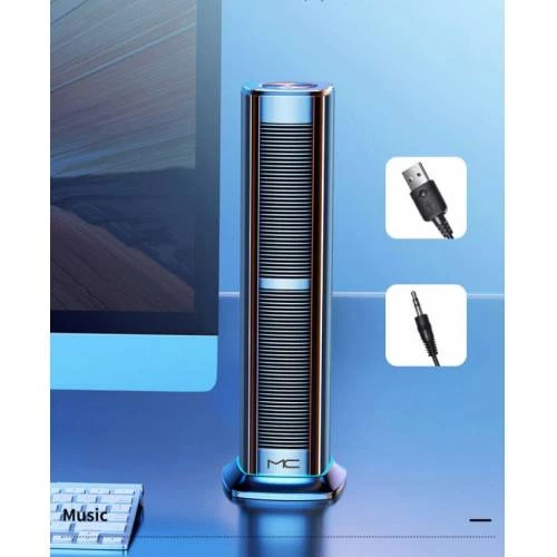 Polham Profesyonel Işıklı Kablolu Masaüstü Hoparlör Speaker Yeni Nesil Tasarım Hoparlör Speaker - 5