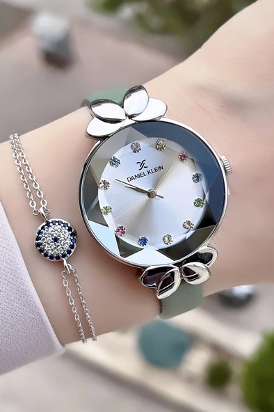 Daniel Klein DKISTE41 Yeni Model Mint Yeşili Renk Deri Kordon Kadın Kol Saati ve Bileklik ürün görseli 1