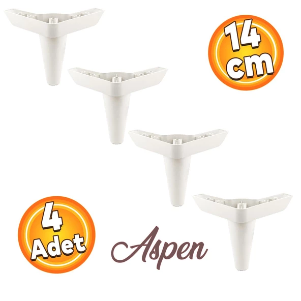 Aspen Lüks Mobilya Kanepe Sehpa Puf Koltuk Ayağı 14 cm Beyaz Baza Köşe Ayak (4 ADET)