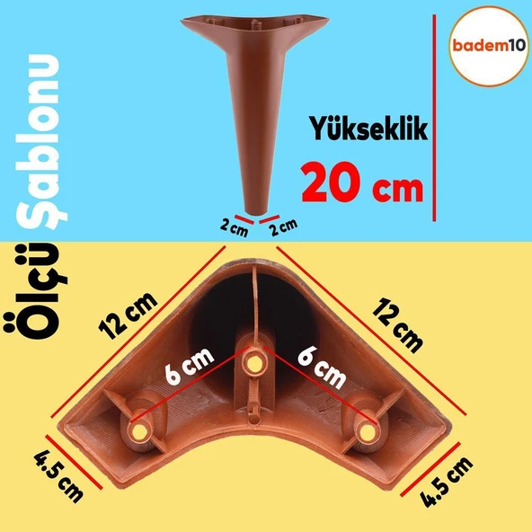 Aspen Lüks Mobilya Kanepe Koltuk Tv Ünitesi Konsol Ayağı Ayakları 20 Cm Kahverengi Ayak (4 ADET) - 3