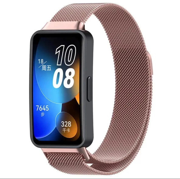 Huawei Band 8 Kordon Metal Mıknatıslı Hasır Kayış - 4