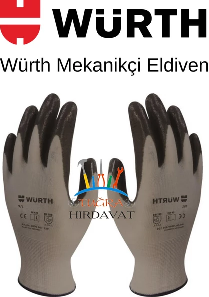 Würth İş Güvenliği Eldiveni Mekanikçi Siyah NO 9/L