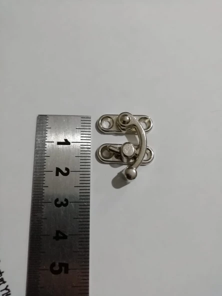 KÜÇÜK YAY GÖZÜ KANCALI KİLİT 2 ADET KUTU SANDIK VE KAPAK KLİPSİ VİDALI 20X24 MM NİKEL - 3