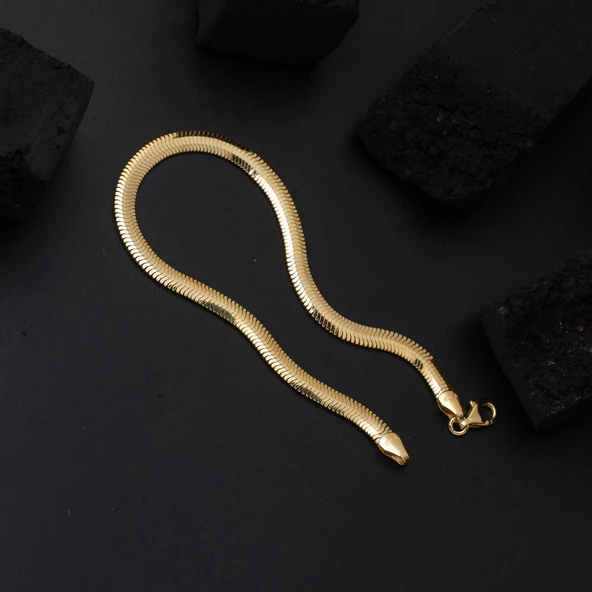 Balıksırtı İtalyan 14 Ayar Altın Bileklik 5 mm. Enli - Resim 4