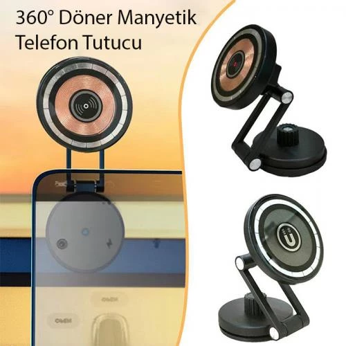 Polham Magsafe Uyumlu Araç içi Torpido Üstü ve Masaüstü Telefon Tutucu, Teleskpik Döner Başlıklı Telefon Tutucu - 2